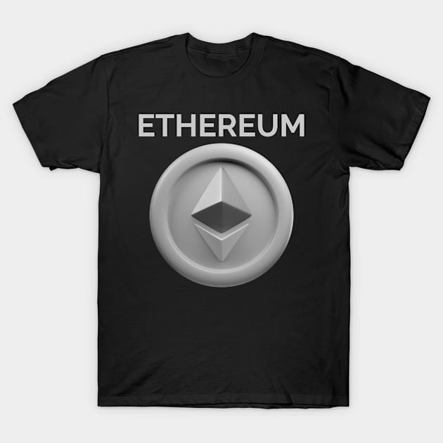 Ethereum 3d front view rendering cryptocurrency T-Shirt by YousifAzeez